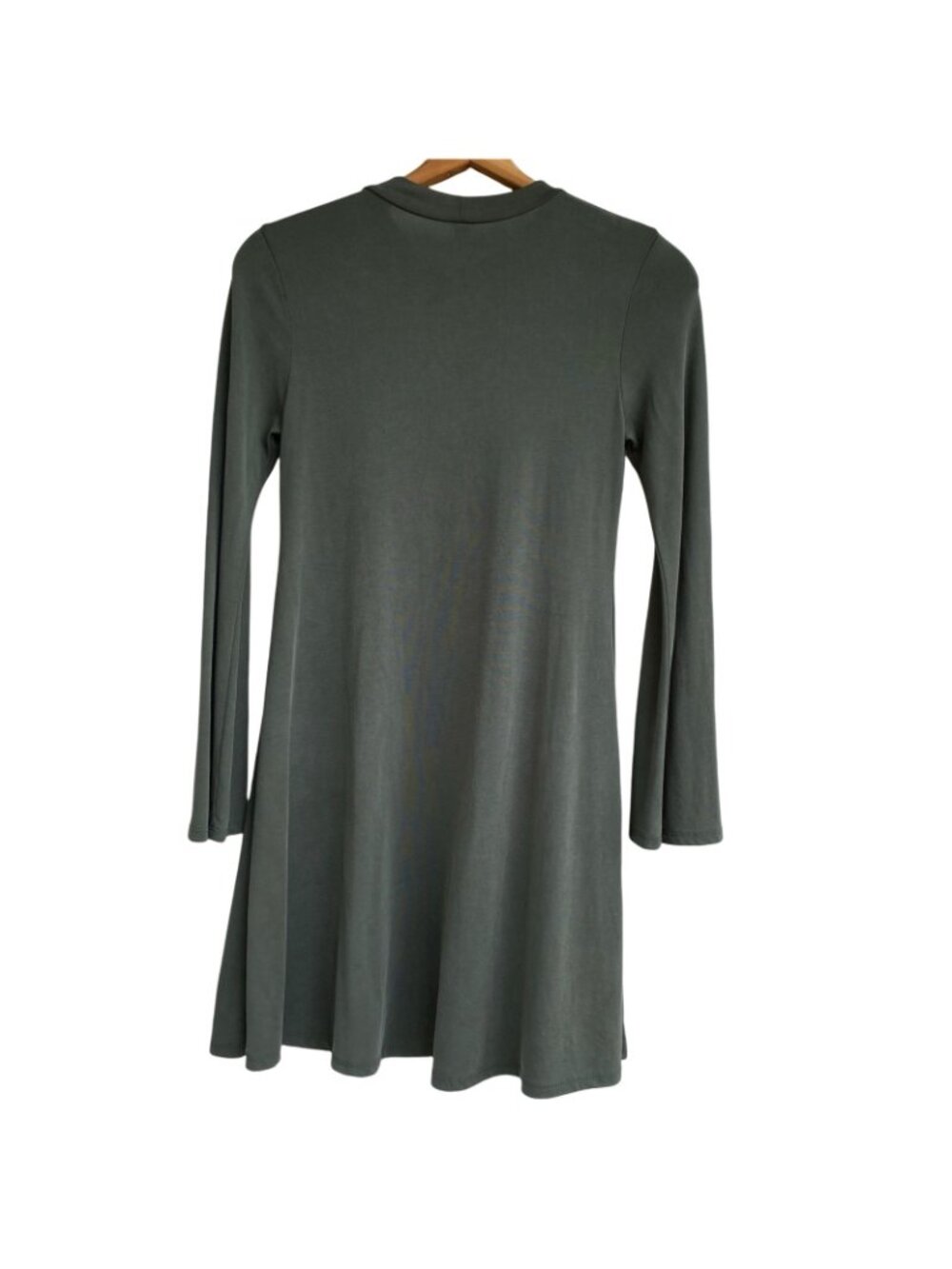 Jolie Tunic Shift Dress sz M Bell LS Army Green Sexy Knit Stretchy Knee Length - Picture 6 of 8